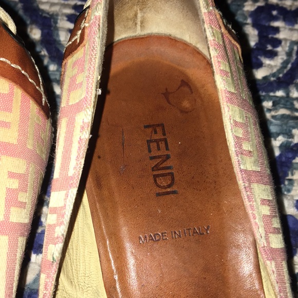 Vintage Fendi logo Satin kitten heel pumps pink 38 - Picture 6 of 8